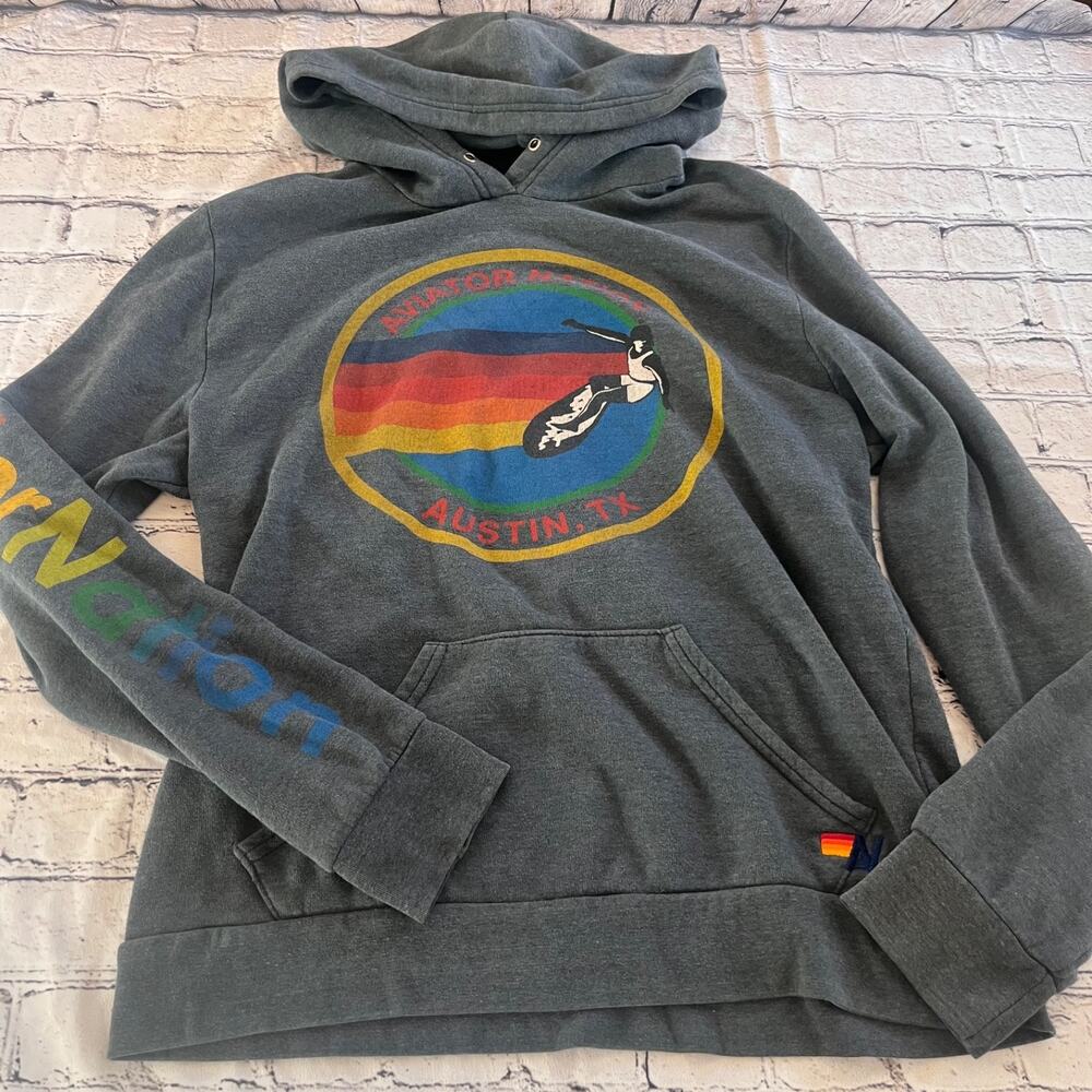 Aviator Nation Gray Austin Hoodie Size XL Logo Long Sleeve Womens - Picture 3 of 11